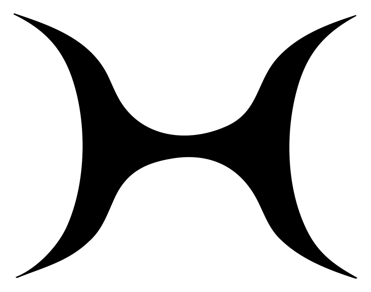 Concave Hourglass Dumbbell Logo #ffffff/#000000