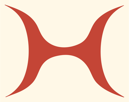 Concave Hourglass Dumbbell Logo #fff8e7/#c44536