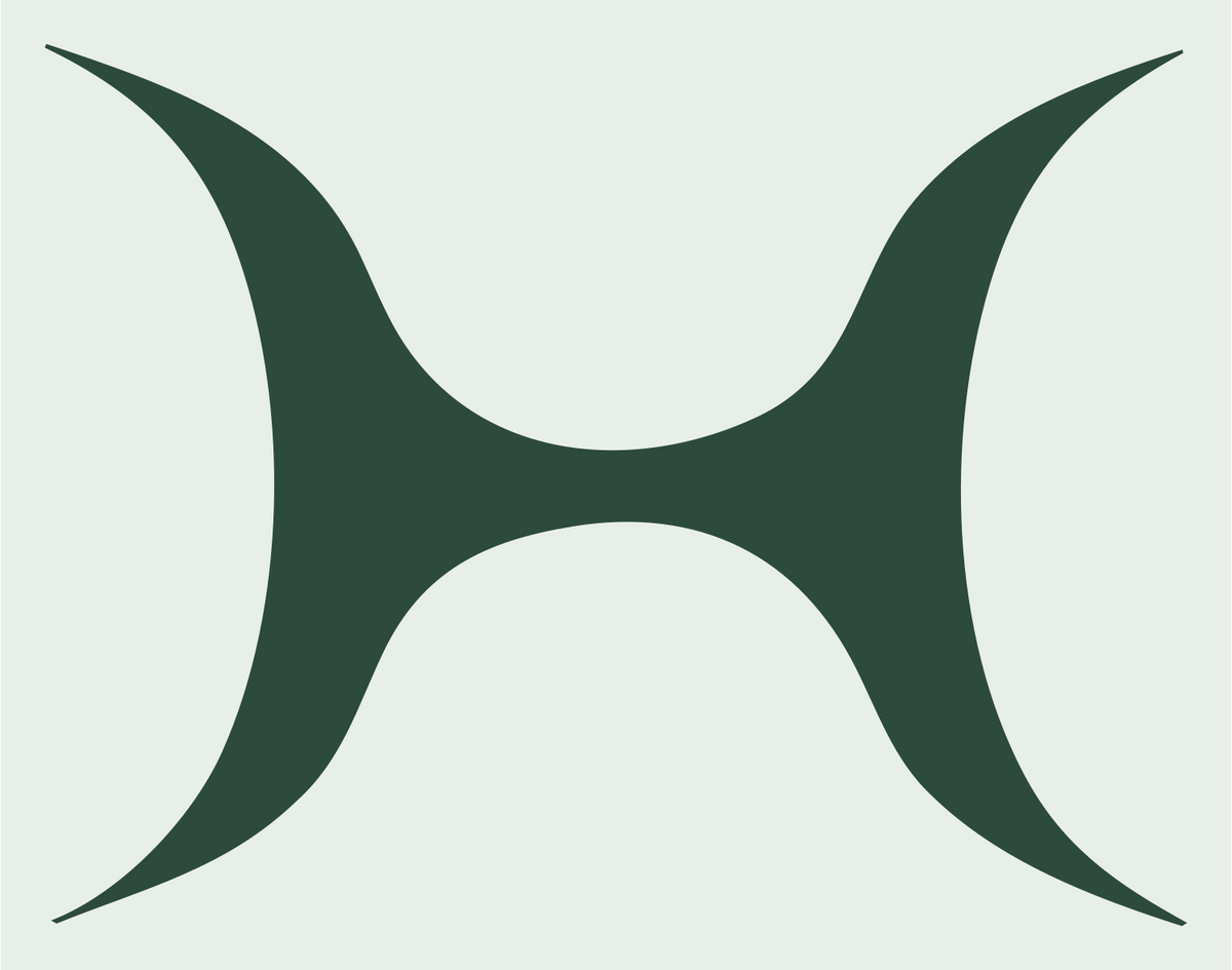 Concave Hourglass Dumbbell Logo #e8efe9/#2d4a3e