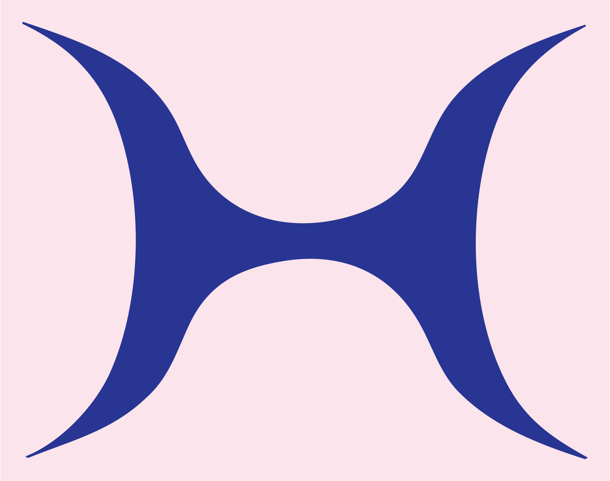 Concave Hourglass Dumbbell Logo #fce4ec/#283593
