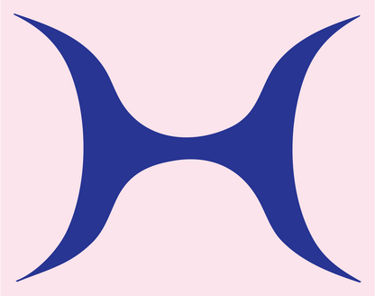 Concave Hourglass Dumbbell Logo #fce4ec/#283593