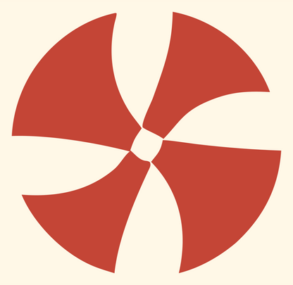 Spinning Rotor Blade Logo #fff8e7/#c44536