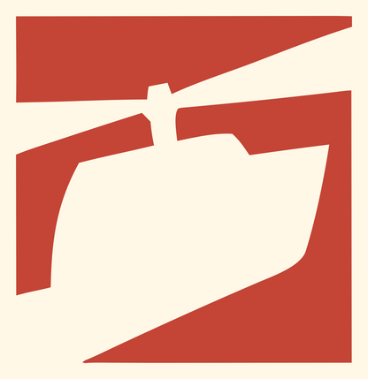 Helicopter Negative Space Logo #fff8e7/#c44536