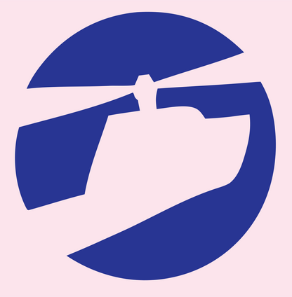 Helicopter Silhouette Badge Logo #fce4ec/#283593