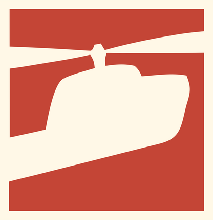Helicopter Cockpit Closeup Logo #fff8e7/#c44536