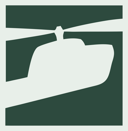 Helicopter Cockpit Closeup Logo #e8efe9/#2d4a3e