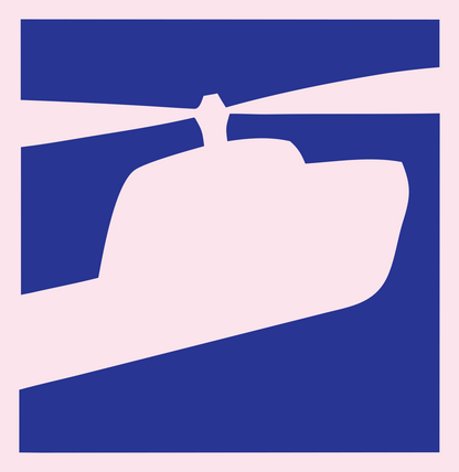 Helicopter Cockpit Closeup Logo #fce4ec/#283593