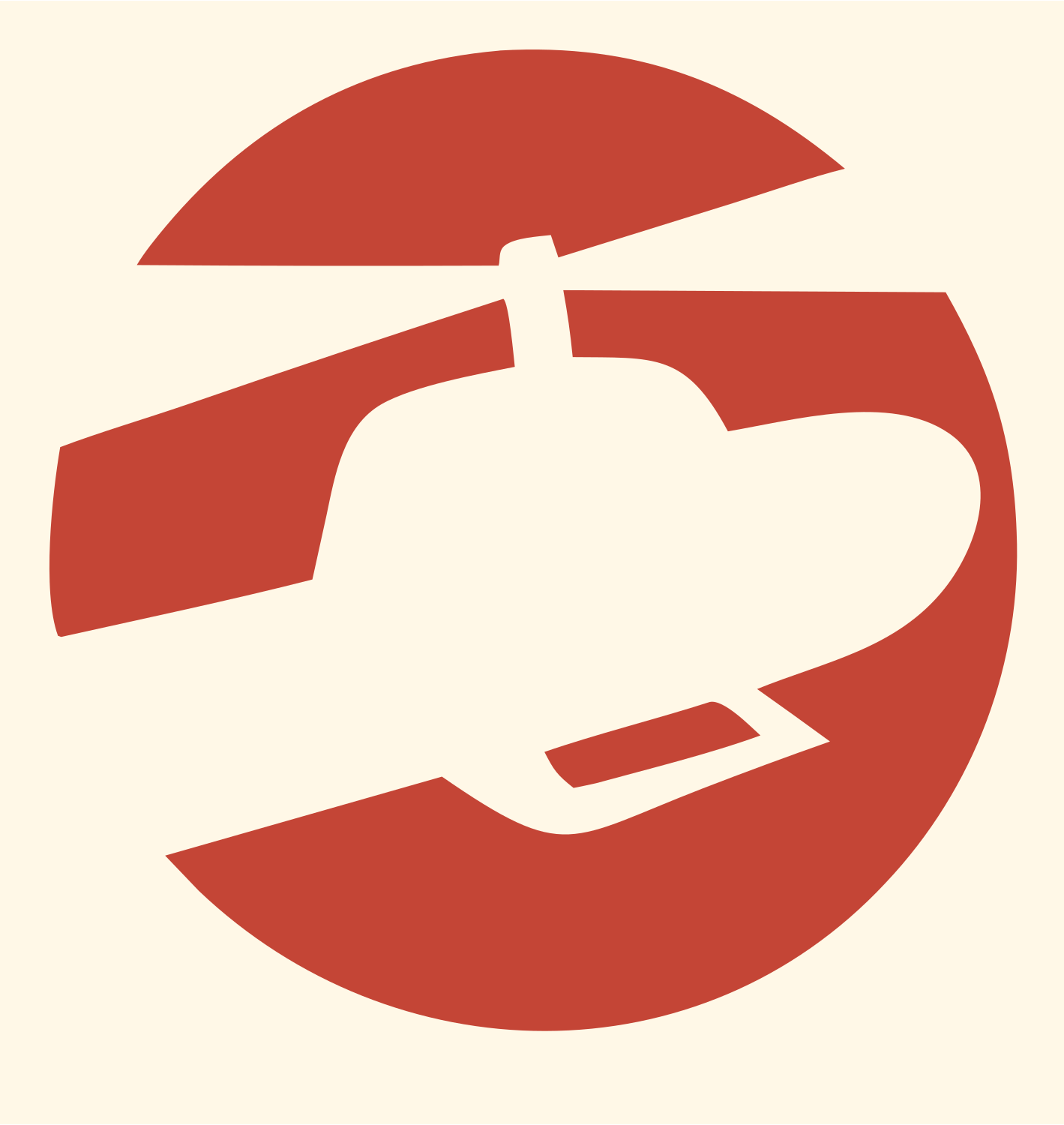 Helicopter Circle Cutout Logo #fff8e7/#c44536