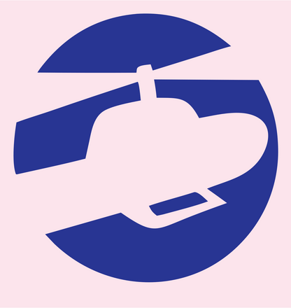 Helicopter Circle Cutout Logo #fce4ec/#283593