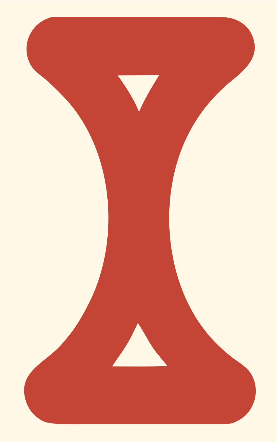 Hourglass Silhouette Profile Logo #fff8e7/#c44536
