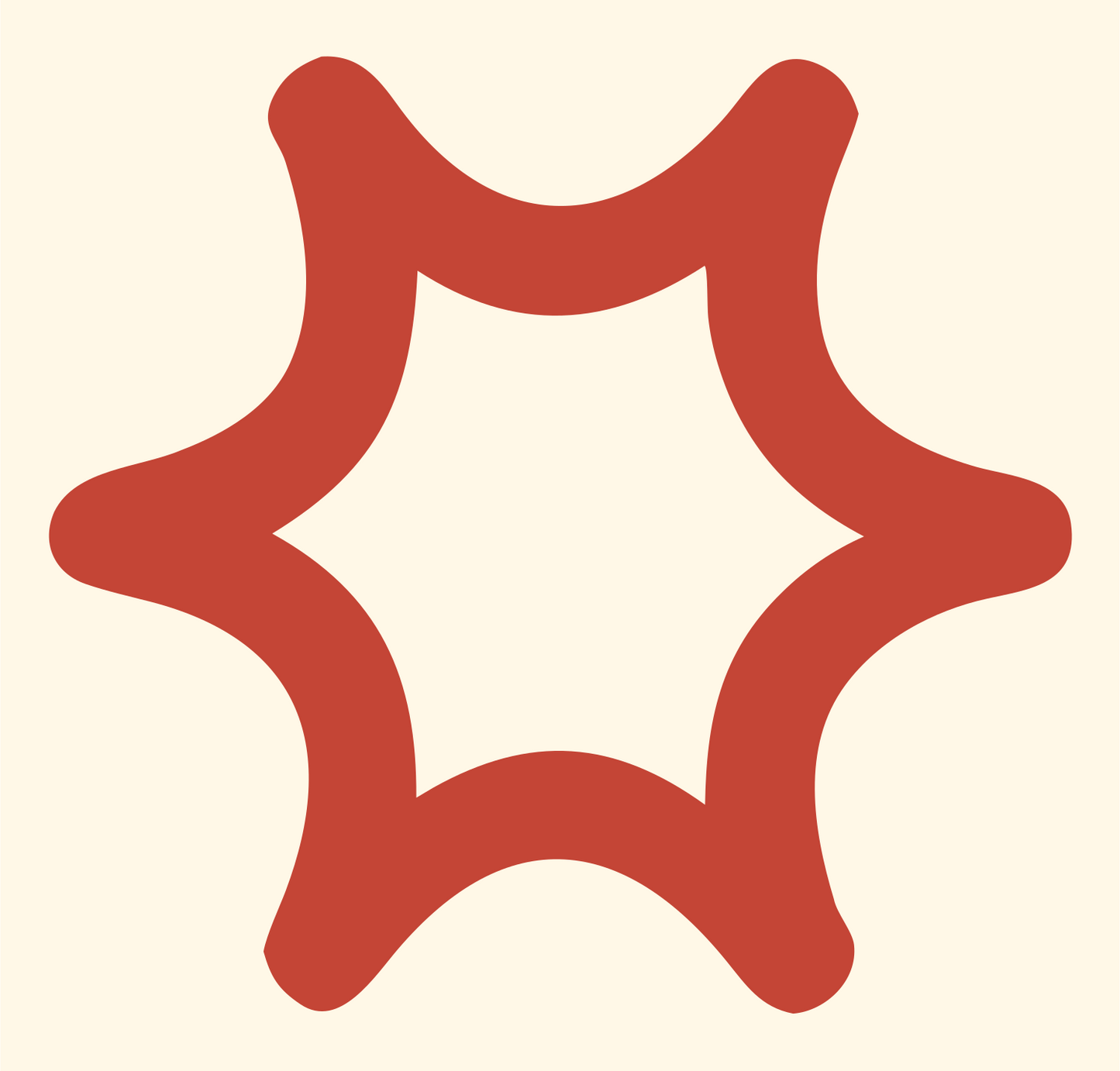 Rounded Star Outline Logo #fff8e7/#c44536