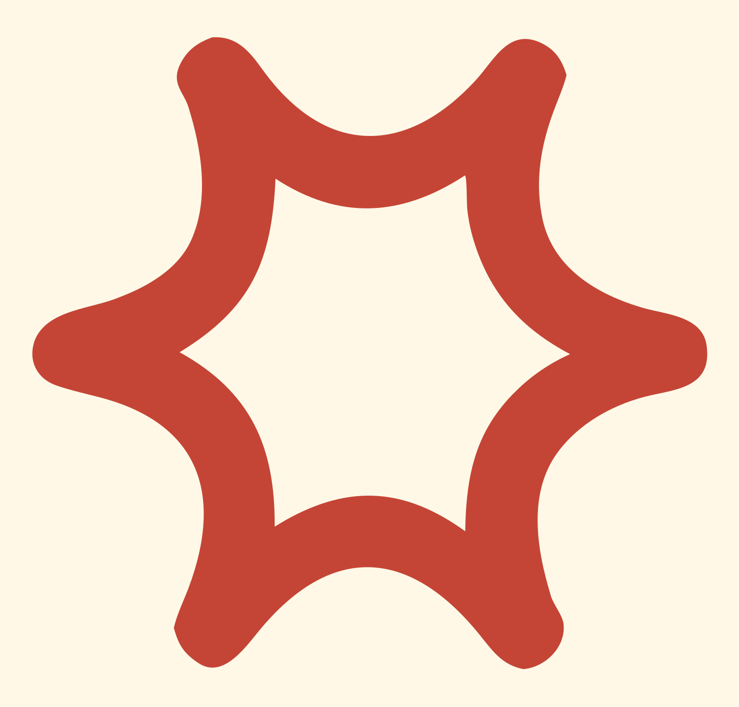 Rounded Star Outline Logo #fff8e7/#c44536