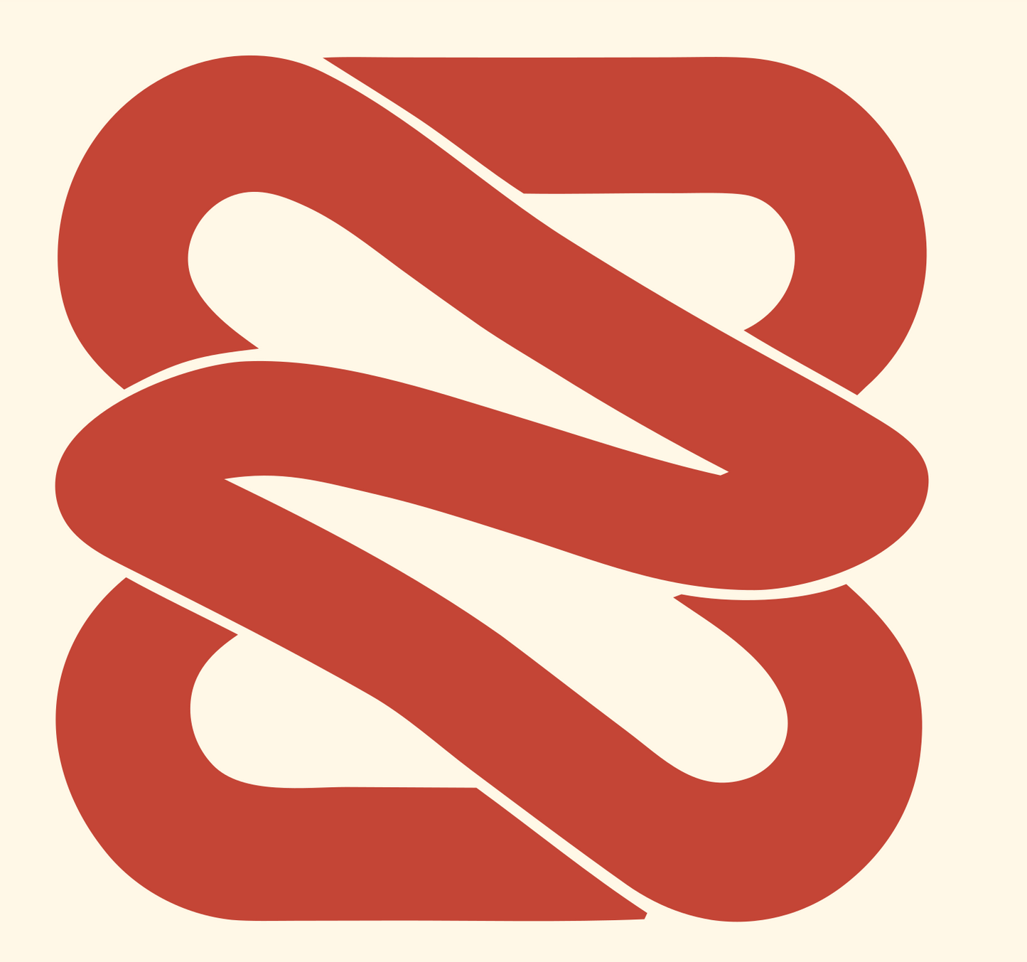 Stacked S Curves Logo #fff8e7/#c44536