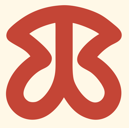 Mirrored Swirl Figure Logo #fff8e7/#c44536