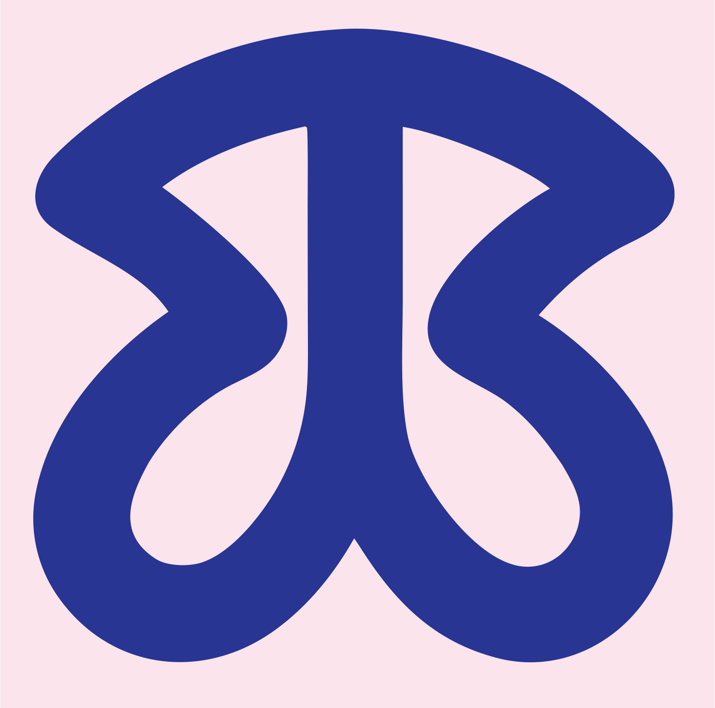Mirrored Swirl Figure Logo #fce4ec/#283593