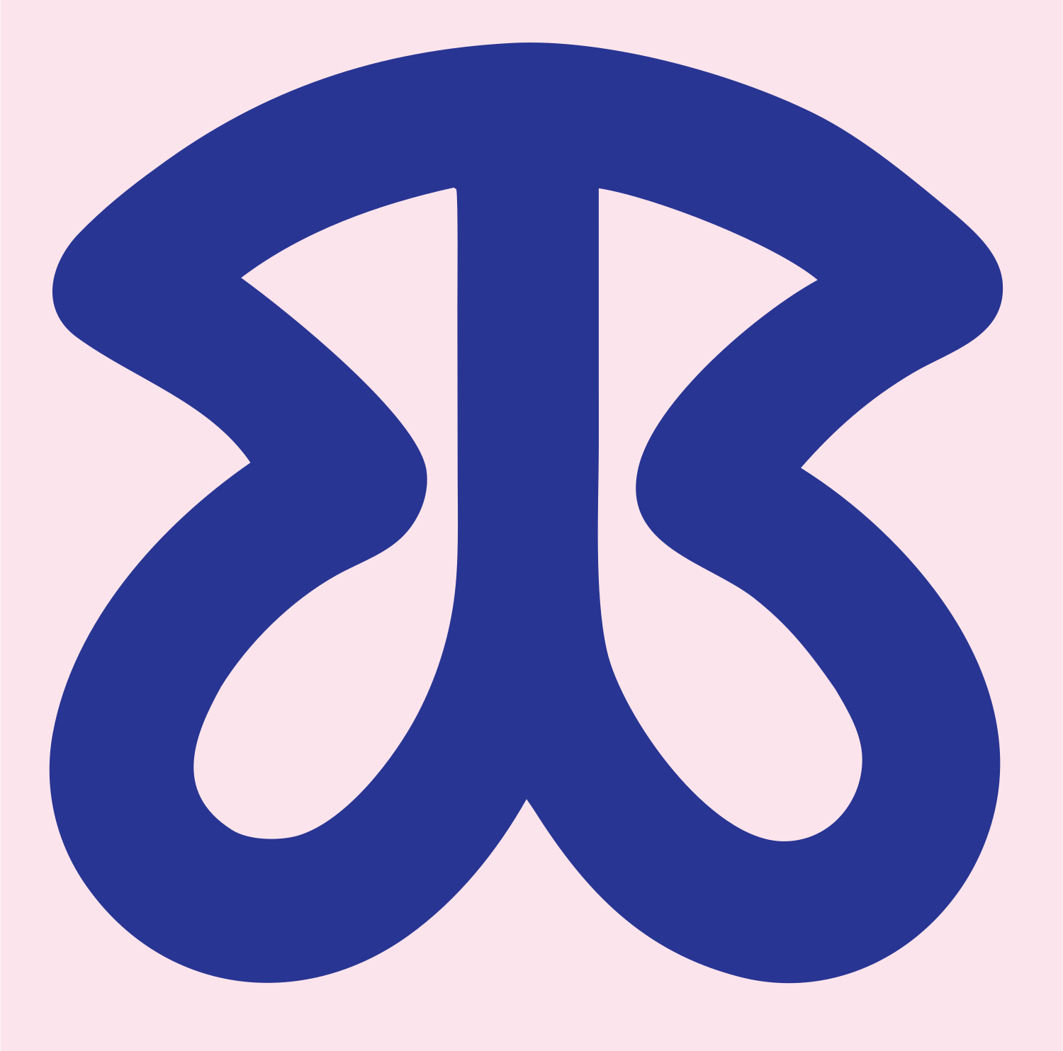 Mirrored Swirl Figure Logo #fce4ec/#283593