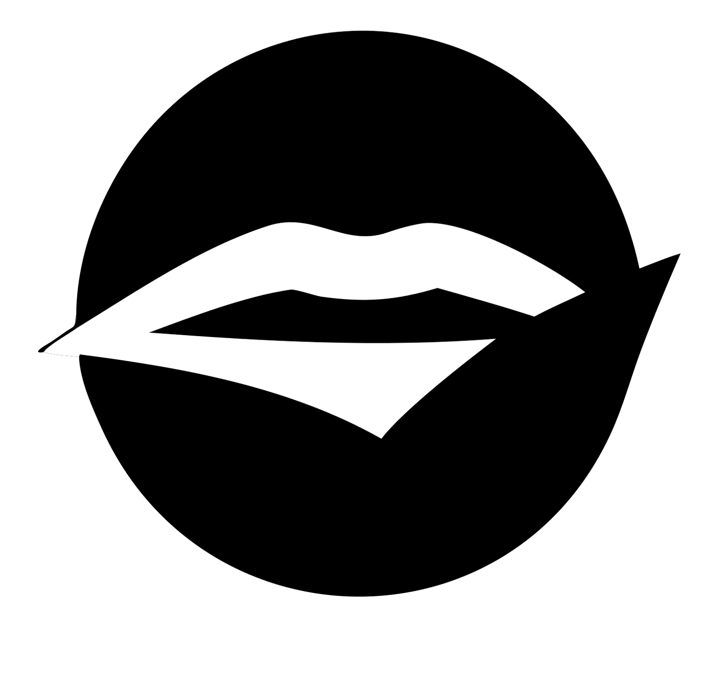 Lips Circle Negative Space Logo #ffffff/#000000