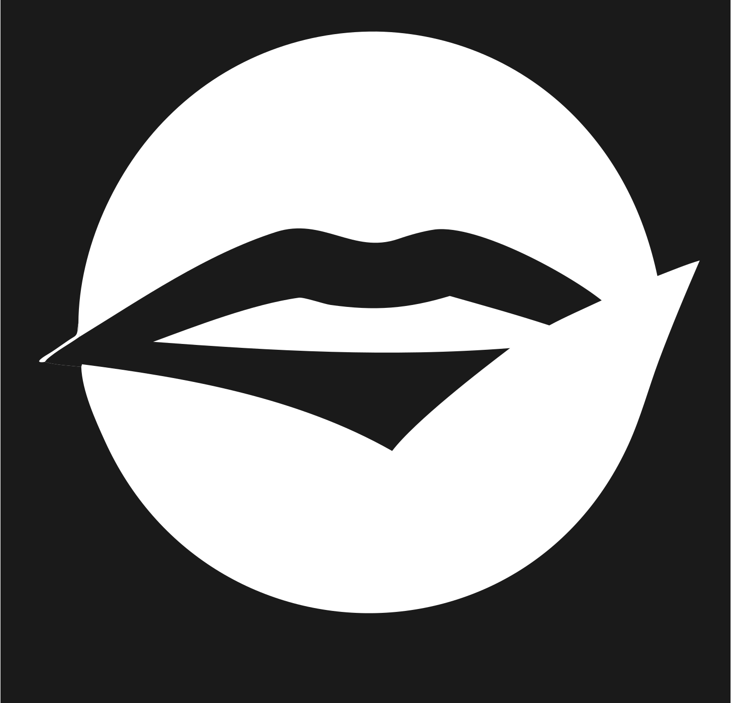 Lips Circle Negative Space Logo #1a1a1a/#ffffff