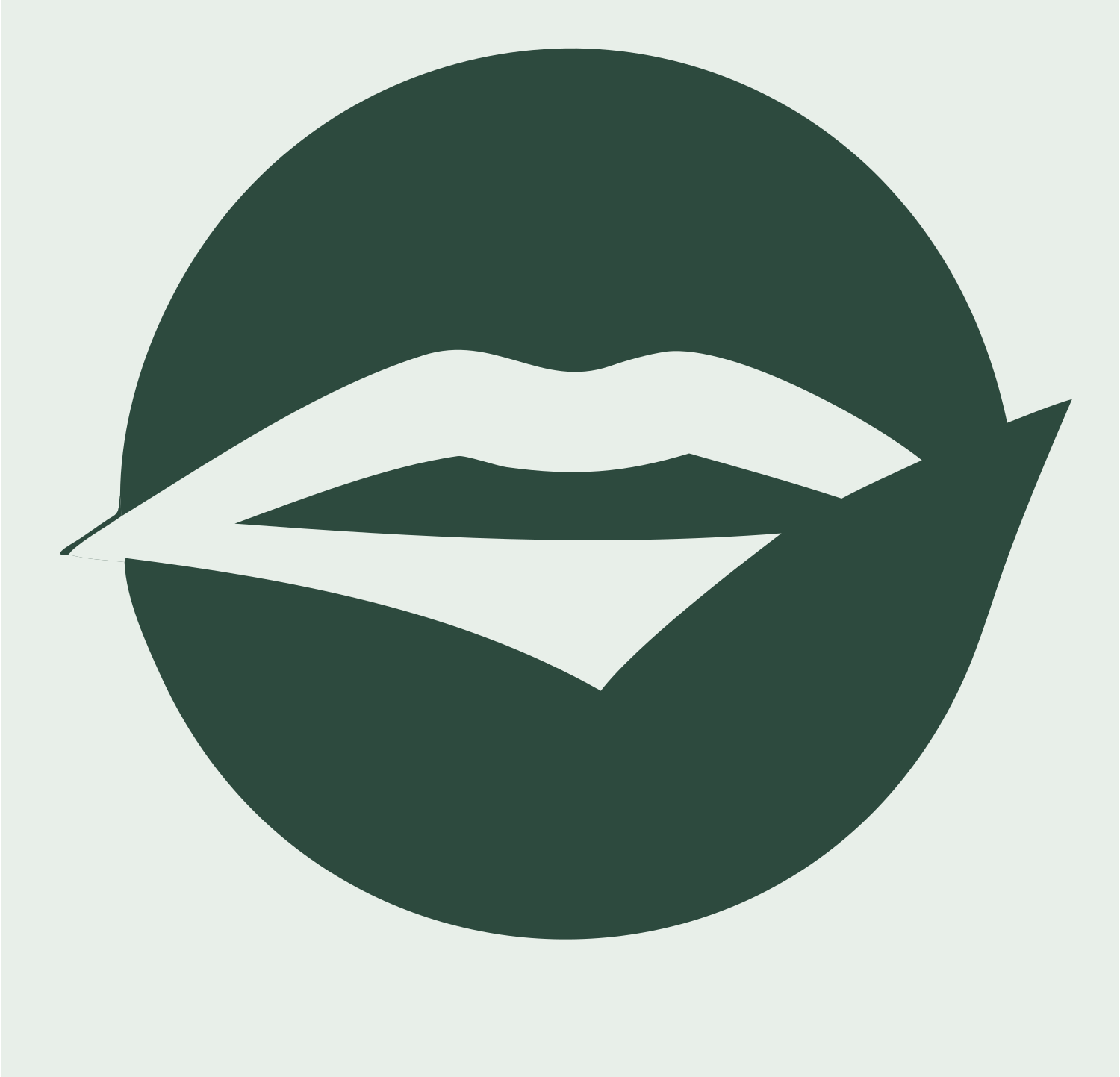 Lips Circle Negative Space Logo #e8efe9/#2d4a3e