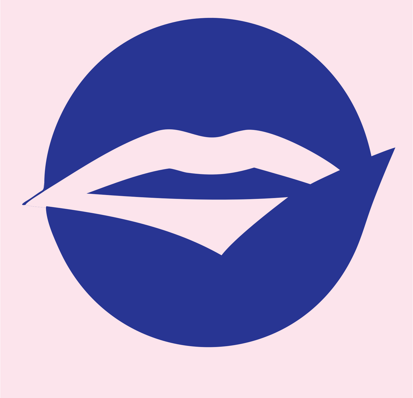 Lips Circle Negative Space Logo #fce4ec/#283593