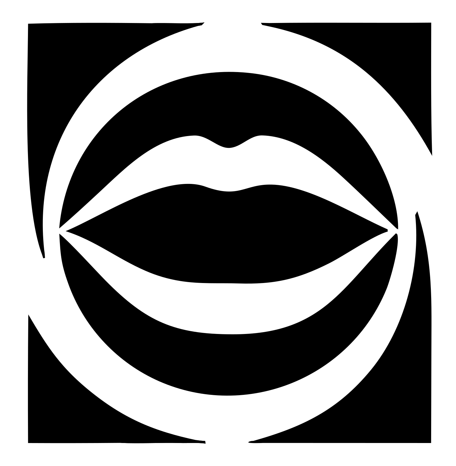 Open Mouth Circle Logo #ffffff/#000000