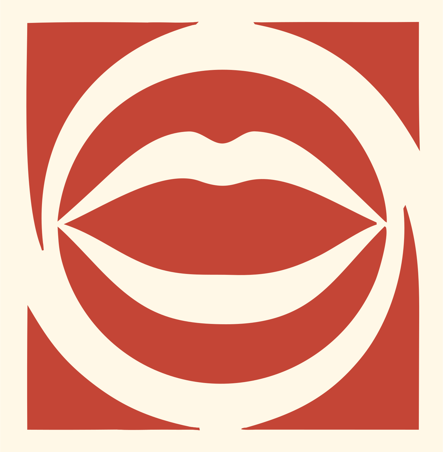 Open Mouth Circle Logo #fff8e7/#c44536