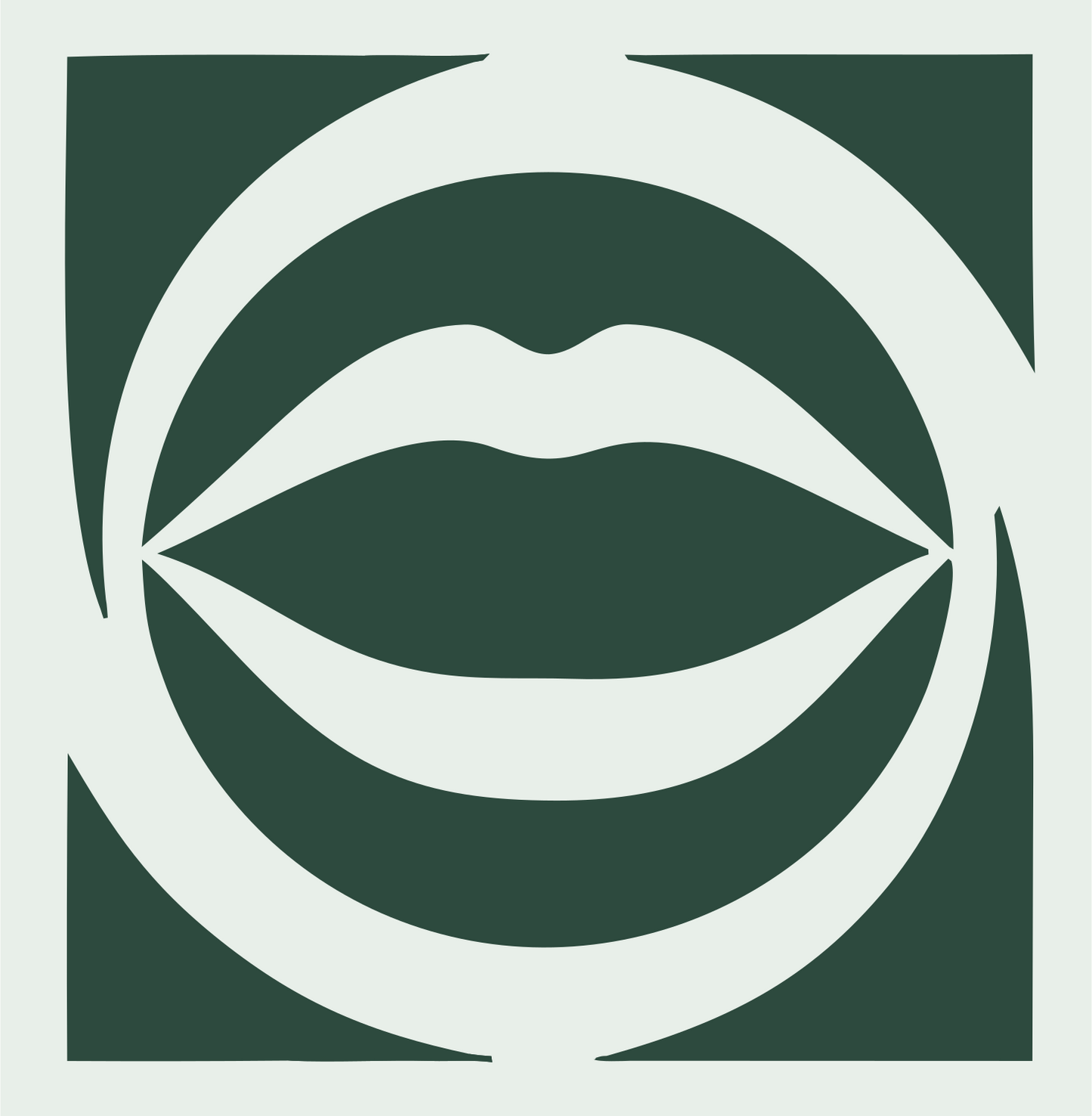 Open Mouth Circle Logo #e8efe9/#2d4a3e