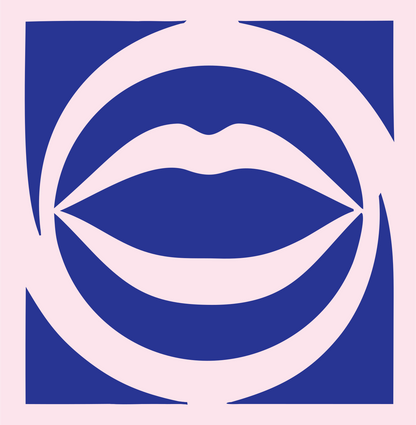 Open Mouth Circle Logo #fce4ec/#283593