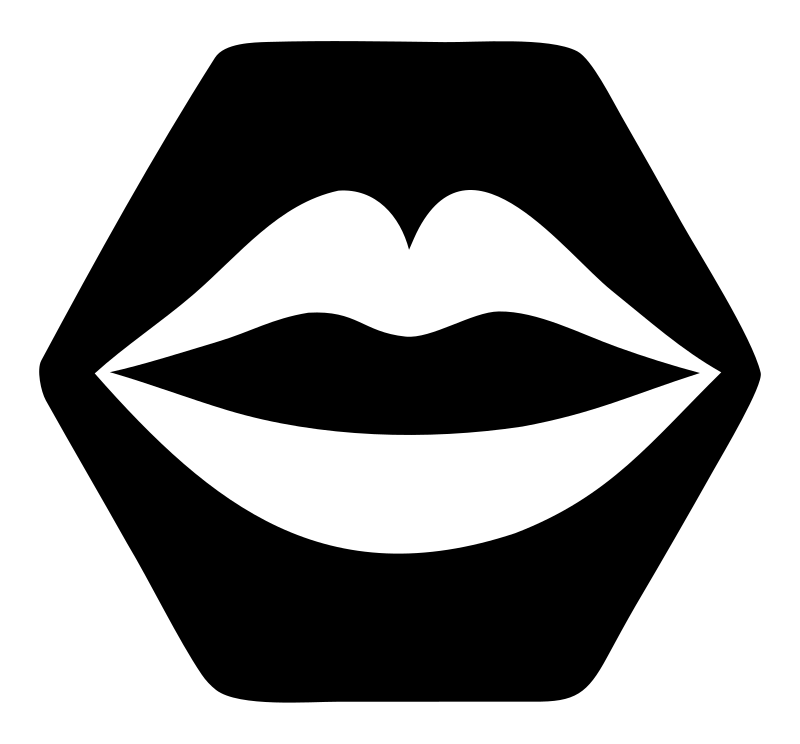 Lips Hexagon Negative Space Logo