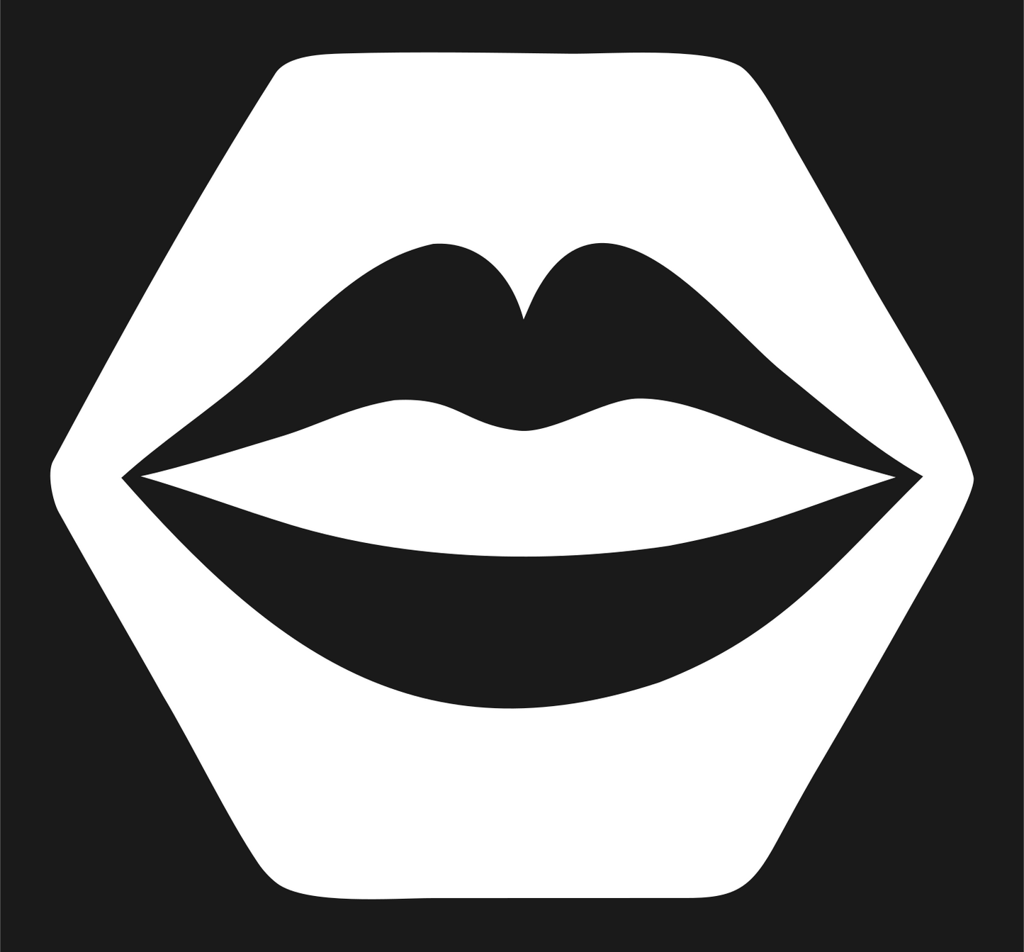 Lips Hexagon Negative Space Logo #1a1a1a/#ffffff