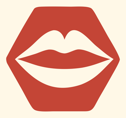 Lips Hexagon Negative Space Logo #fff8e7/#c44536