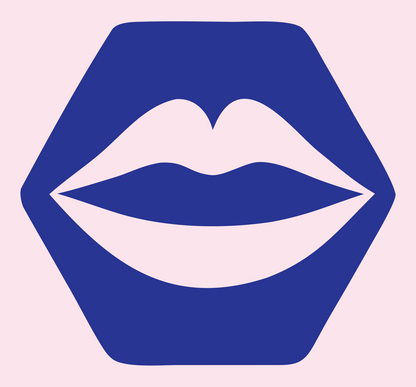 Lips Hexagon Negative Space Logo #fce4ec/#283593