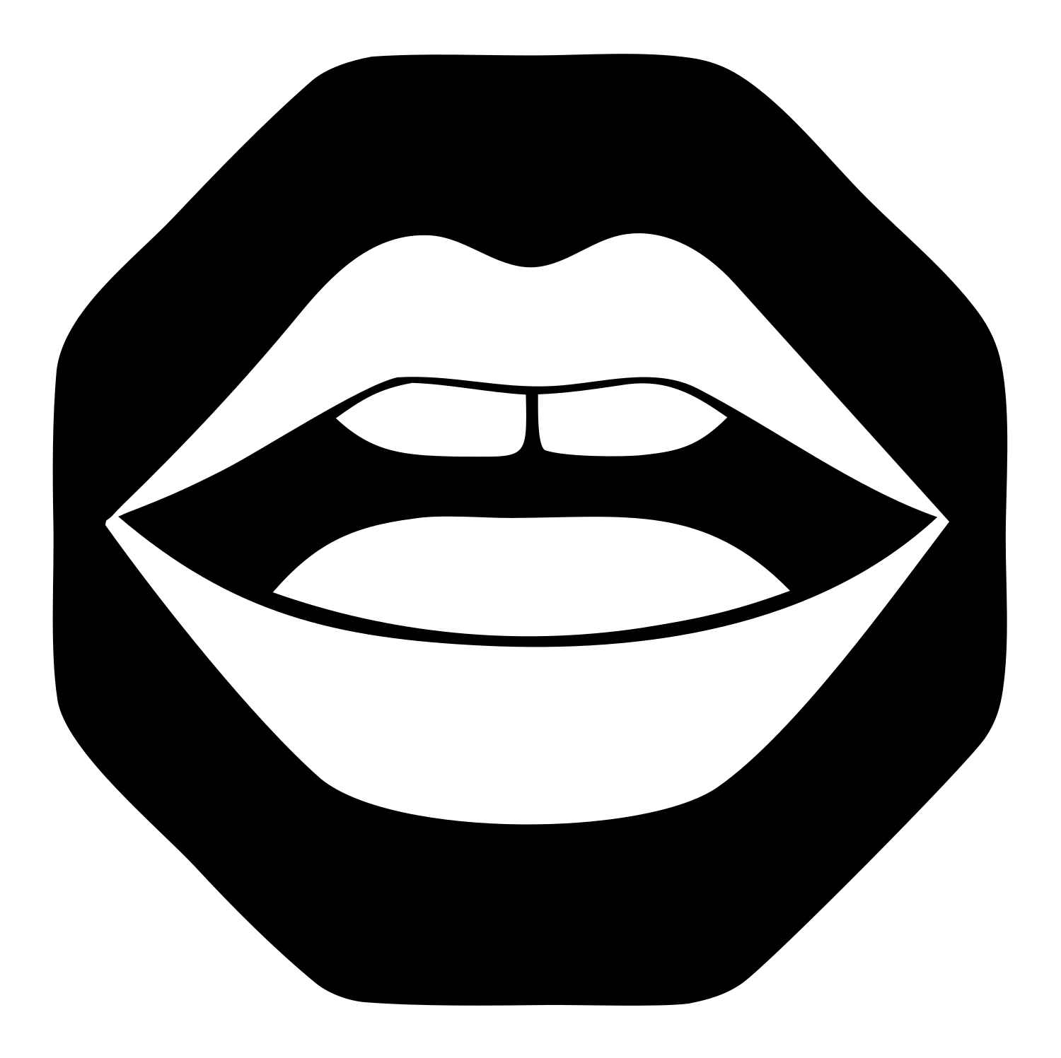 Lips Octagon Negative Space Logo #ffffff/#000000