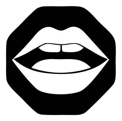 Lips Octagon Negative Space Logo #ffffff/#000000