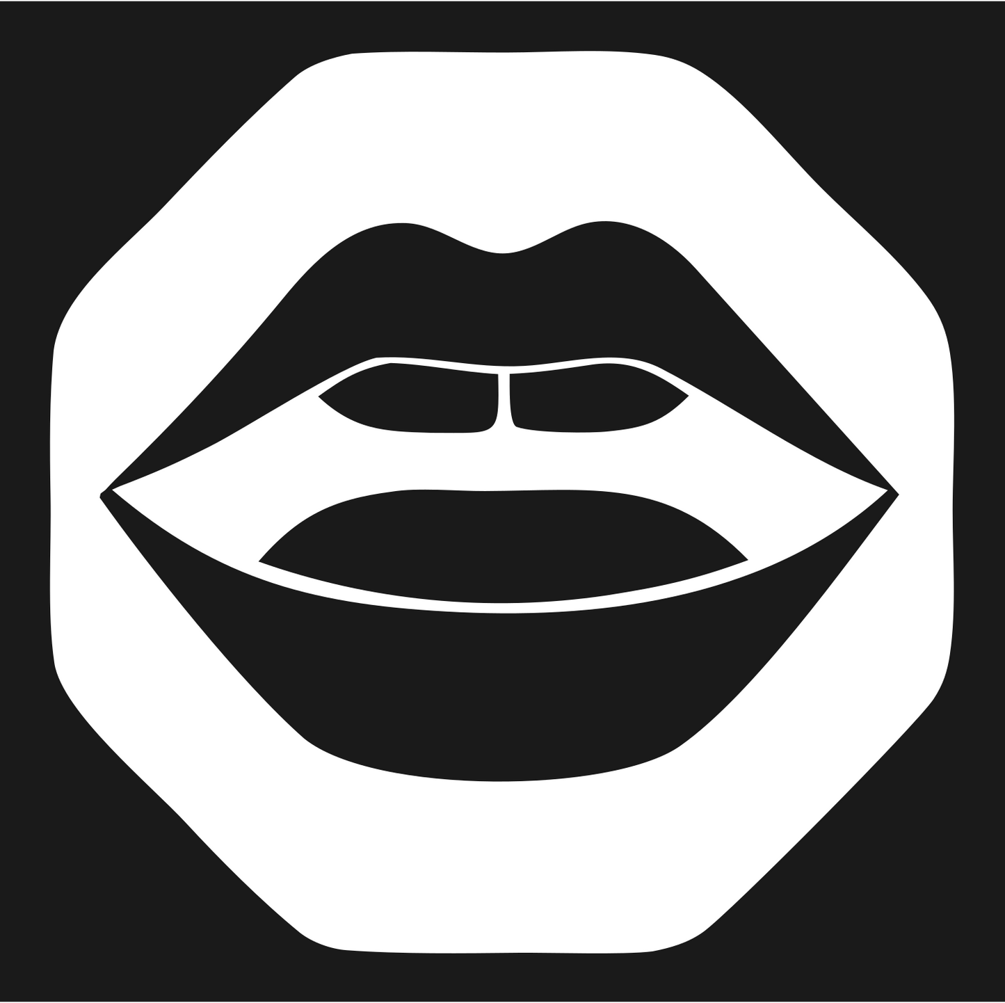 Lips Octagon Negative Space Logo #1a1a1a/#ffffff