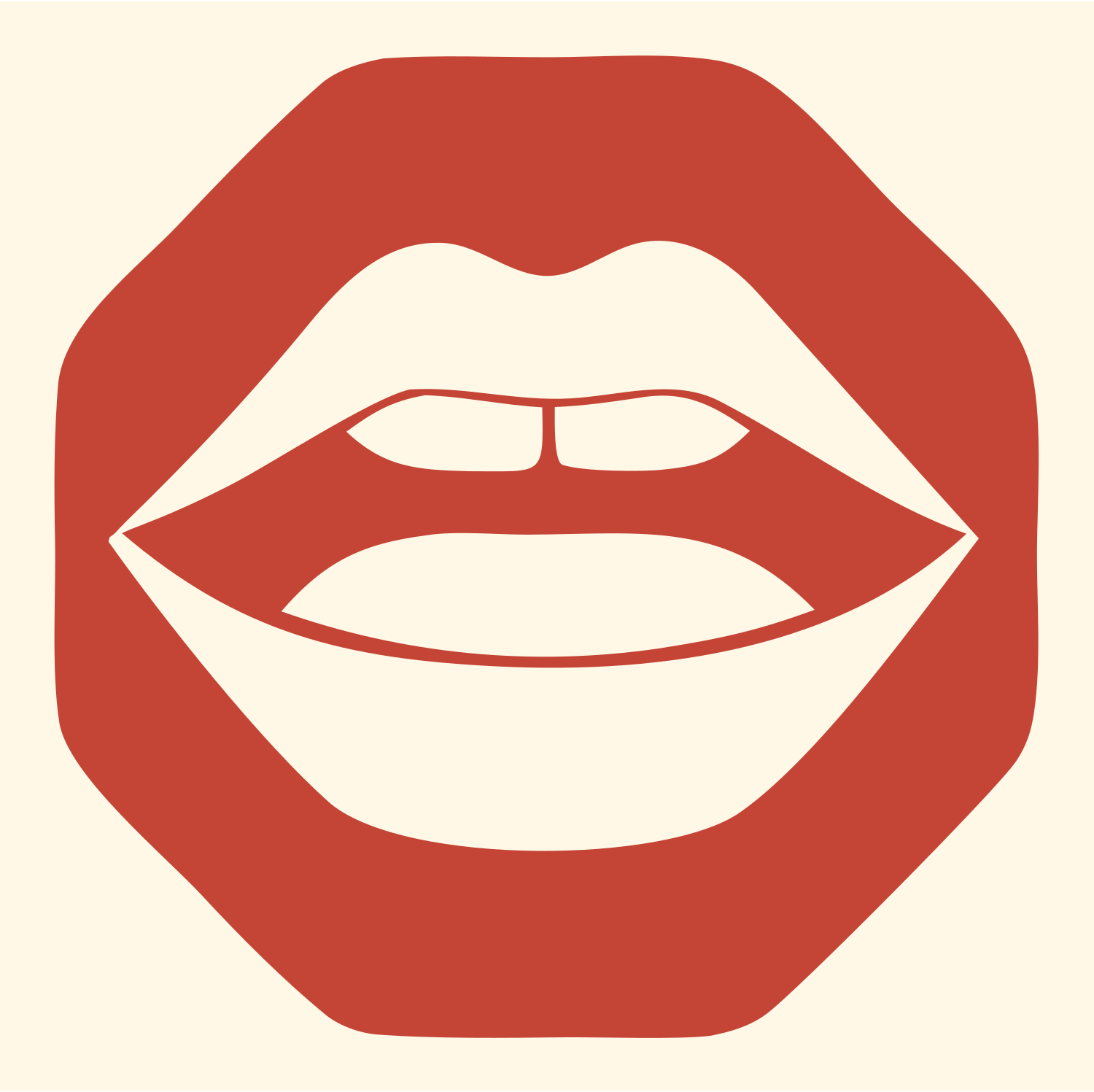 Lips Octagon Negative Space Logo #fff8e7/#c44536