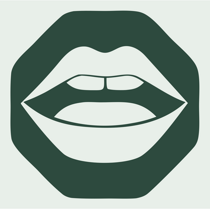 Lips Octagon Negative Space Logo #e8efe9/#2d4a3e