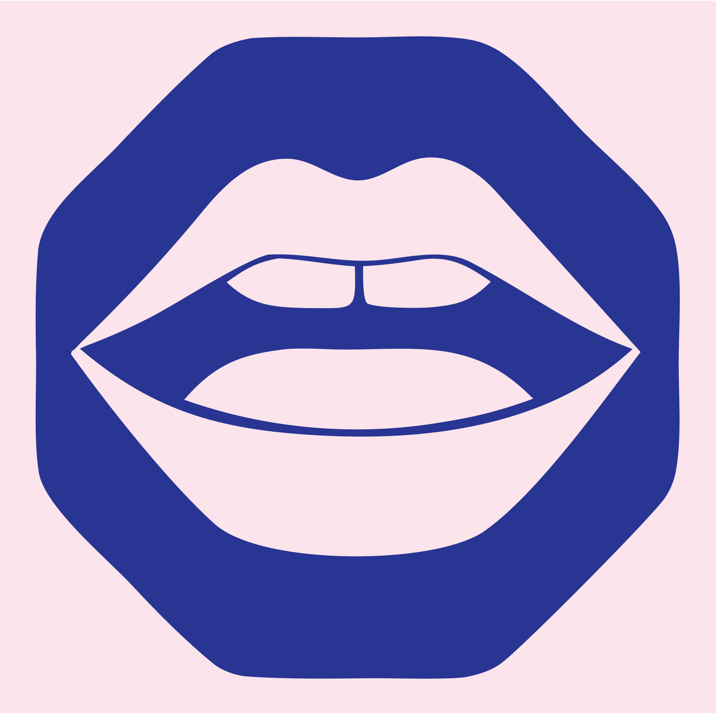 Lips Octagon Negative Space Logo #fce4ec/#283593
