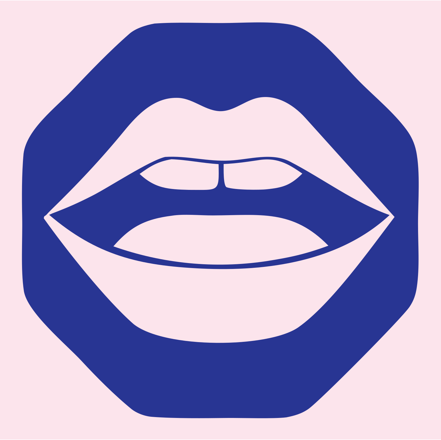 Lips Octagon Negative Space Logo #fce4ec/#283593