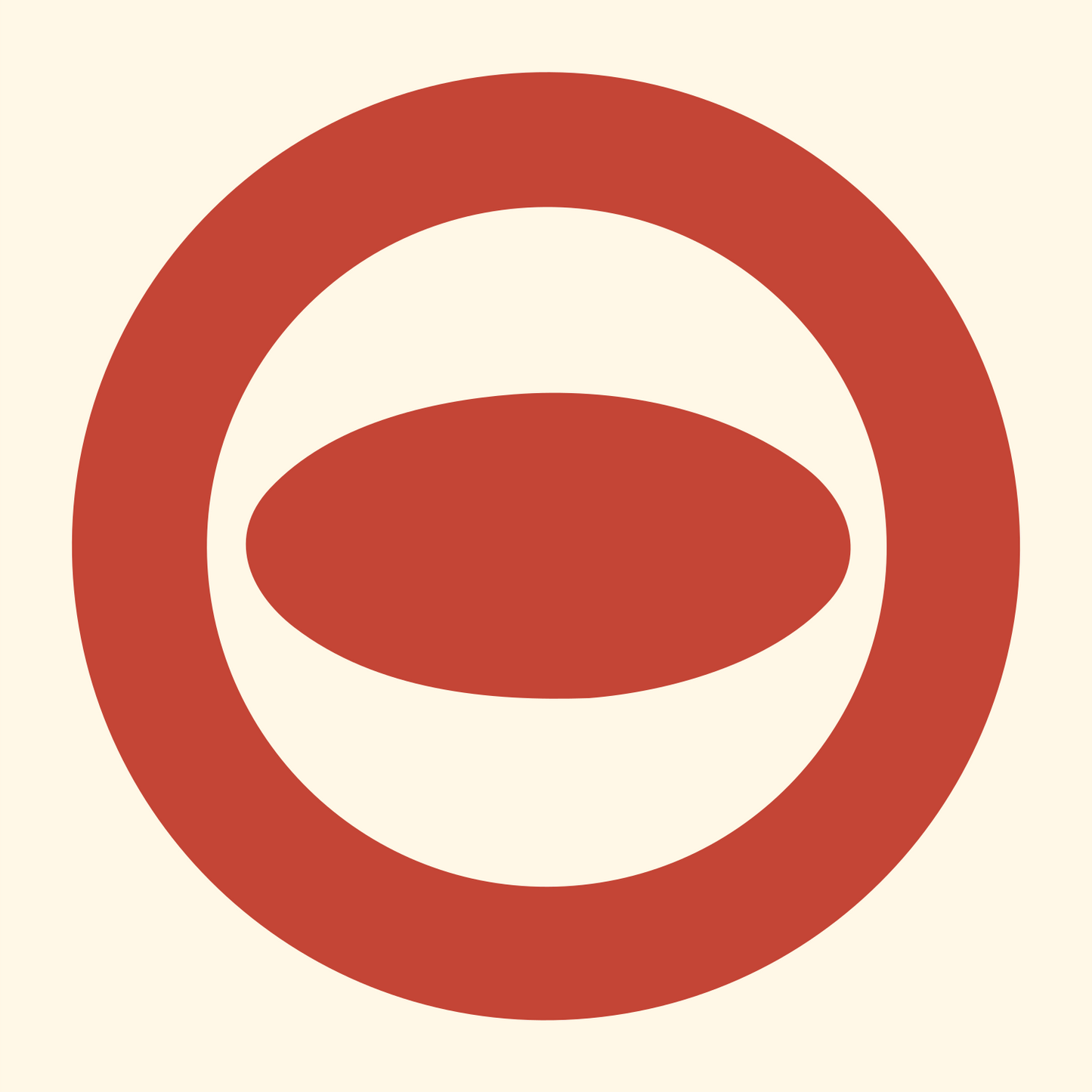 Oval Mouth Ring Logo #fff8e7/#c44536