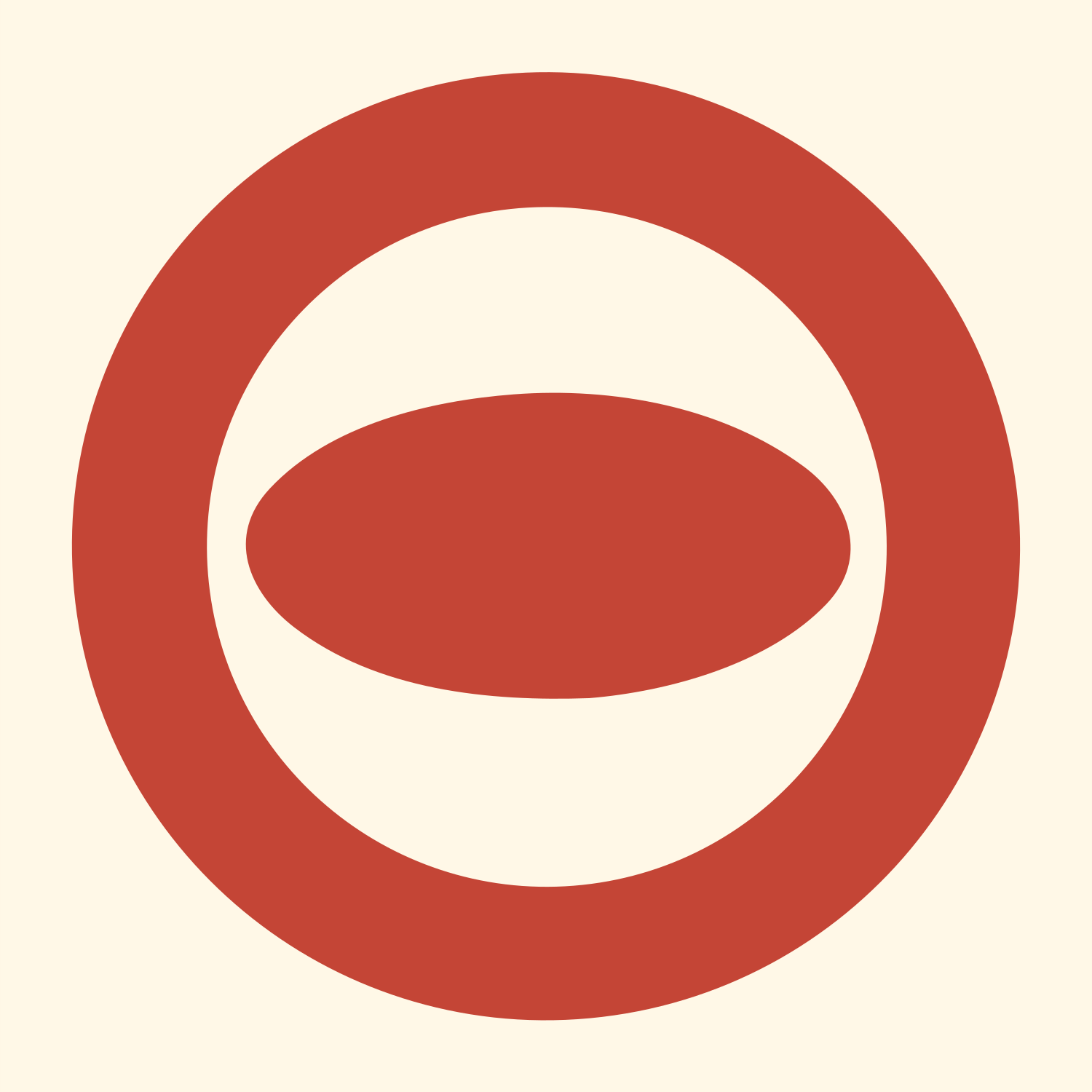 Oval Mouth Ring Logo #fff8e7/#c44536