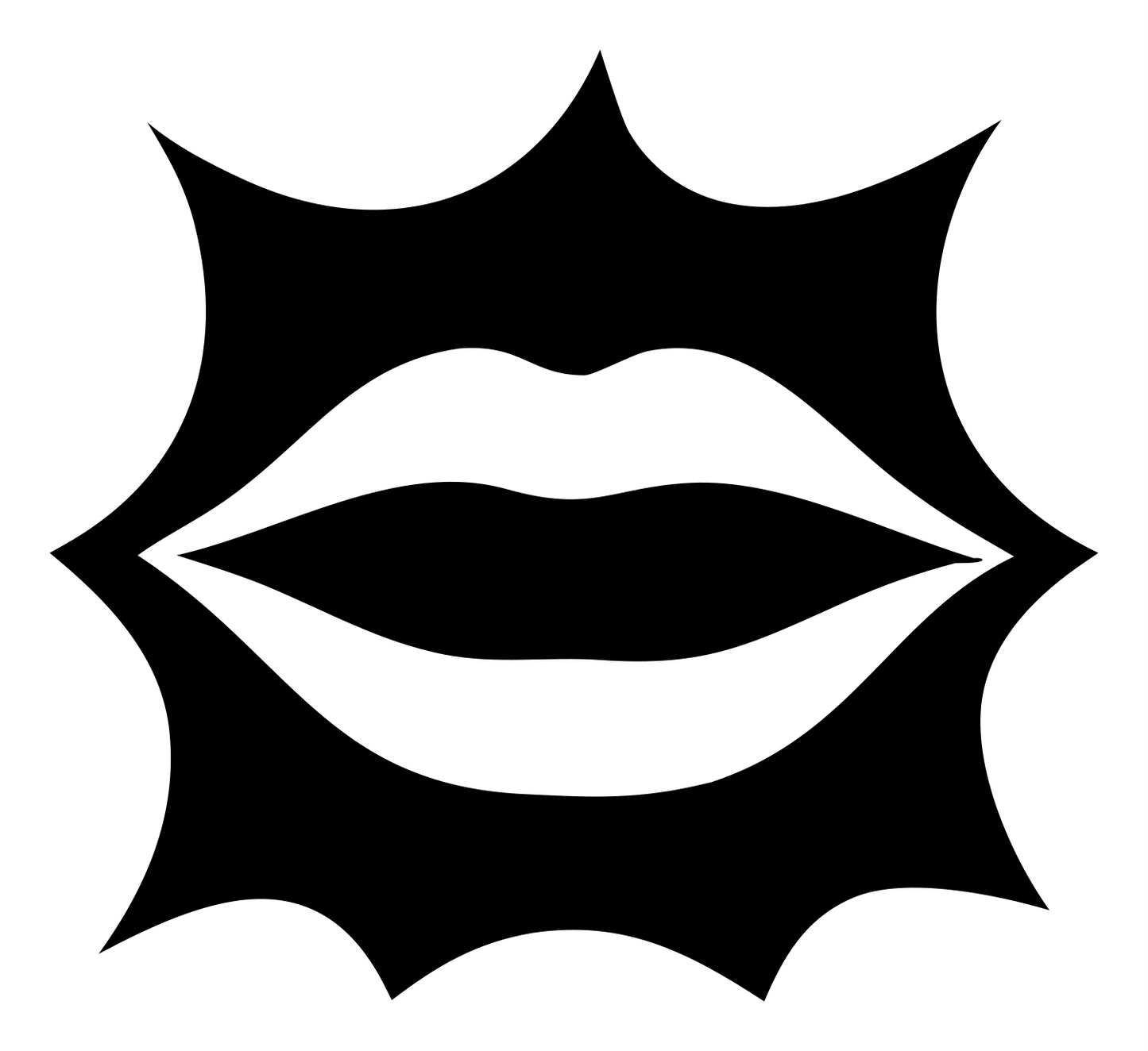 Lips Starburst Negative Space Logo #ffffff/#000000