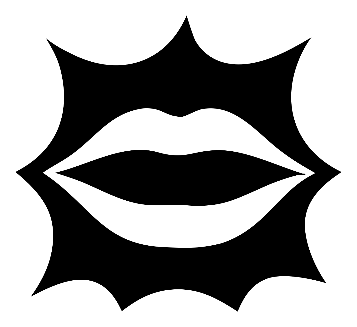 Lips Starburst Negative Space Logo #ffffff/#000000