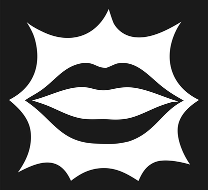 Lips Starburst Negative Space Logo #1a1a1a/#ffffff