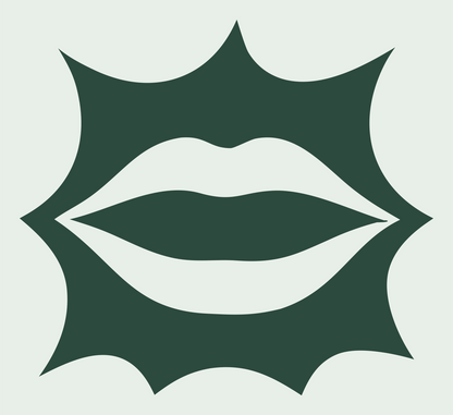 Lips Starburst Negative Space Logo #e8efe9/#2d4a3e