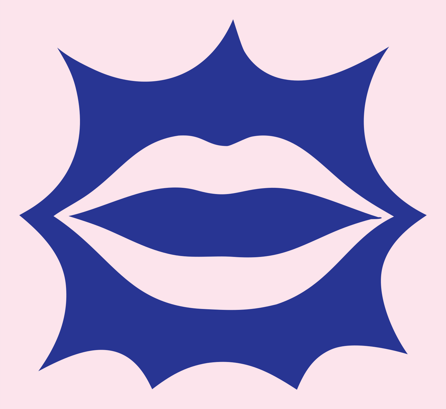 Lips Starburst Negative Space Logo #fce4ec/#283593
