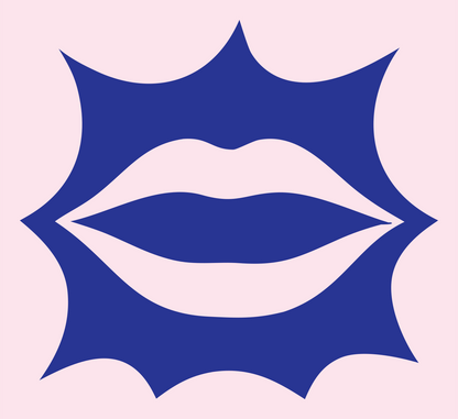 Lips Starburst Negative Space Logo #fce4ec/#283593