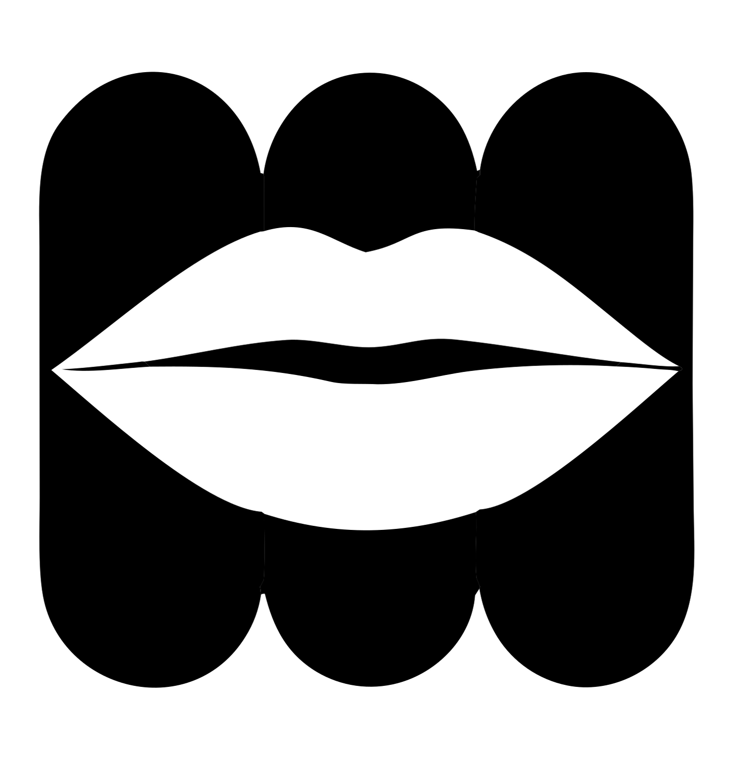 Lips Rounded Square Logo #ffffff/#000000