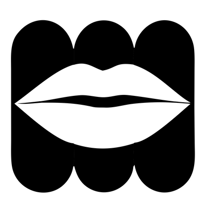 Lips Rounded Square Logo #ffffff/#000000