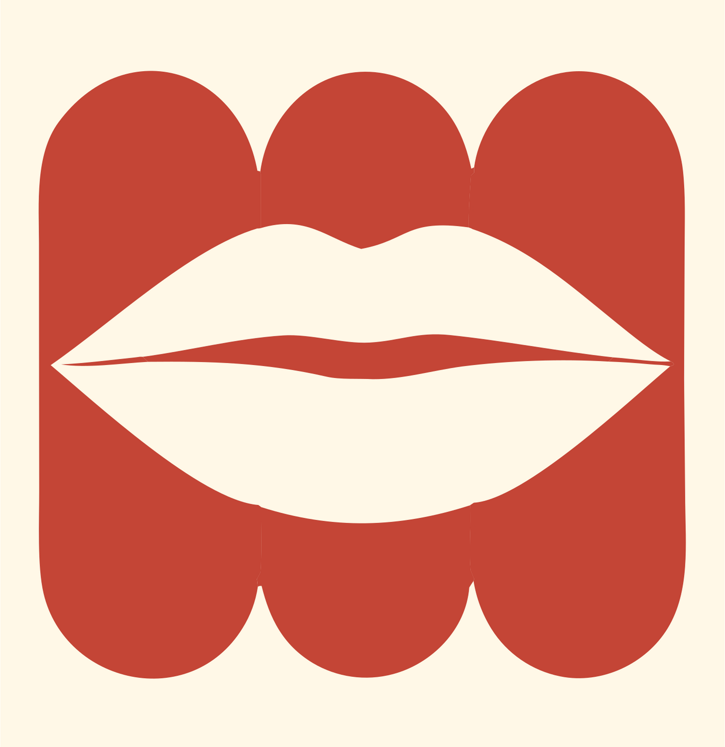 Lips Rounded Square Logo #fff8e7/#c44536